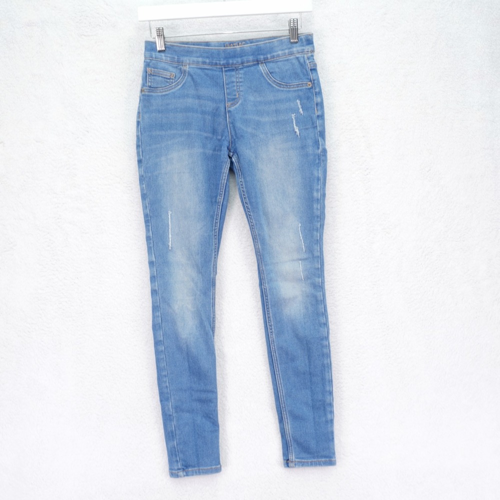 Justice Blue Denim Girl's Jeans Stone Wash Whiskering -14 26 / 27- No Pockets